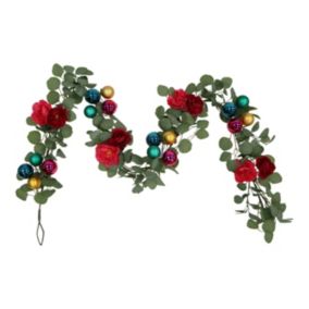 1.8m Multicolour Garland with Flowers & Baubles