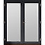 1 Lite Glazed Grey Hardwood External French Door set, (H)2094mm (W)1194mm