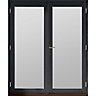 1 Lite Glazed Grey Hardwood External French Door set, (H)2094mm (W)1794mm