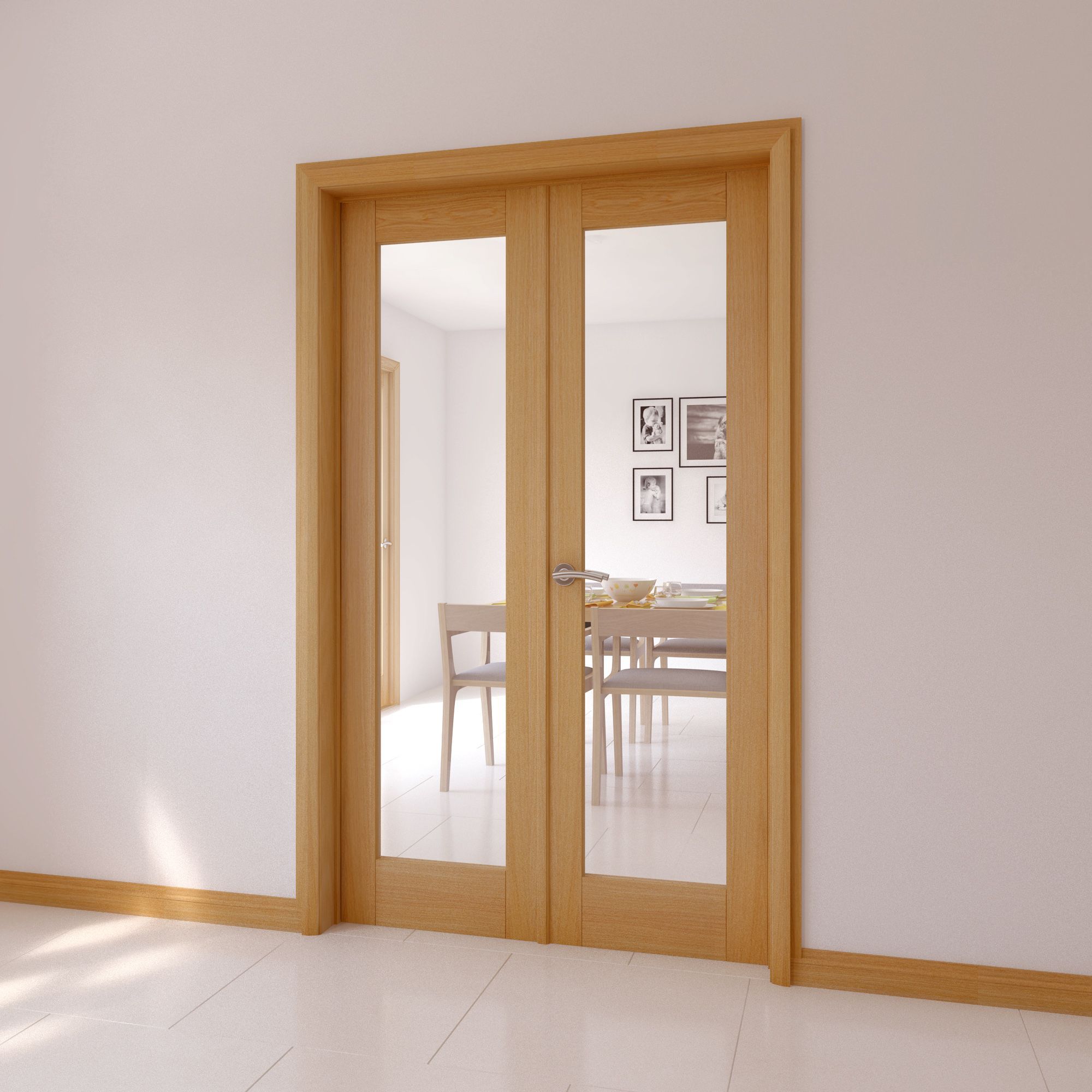 1 Lite Glazed Oak veneer Internal Door set