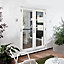 1 Lite Glazed White Hardwood External French Door set, (H)2094mm (W)1494mm