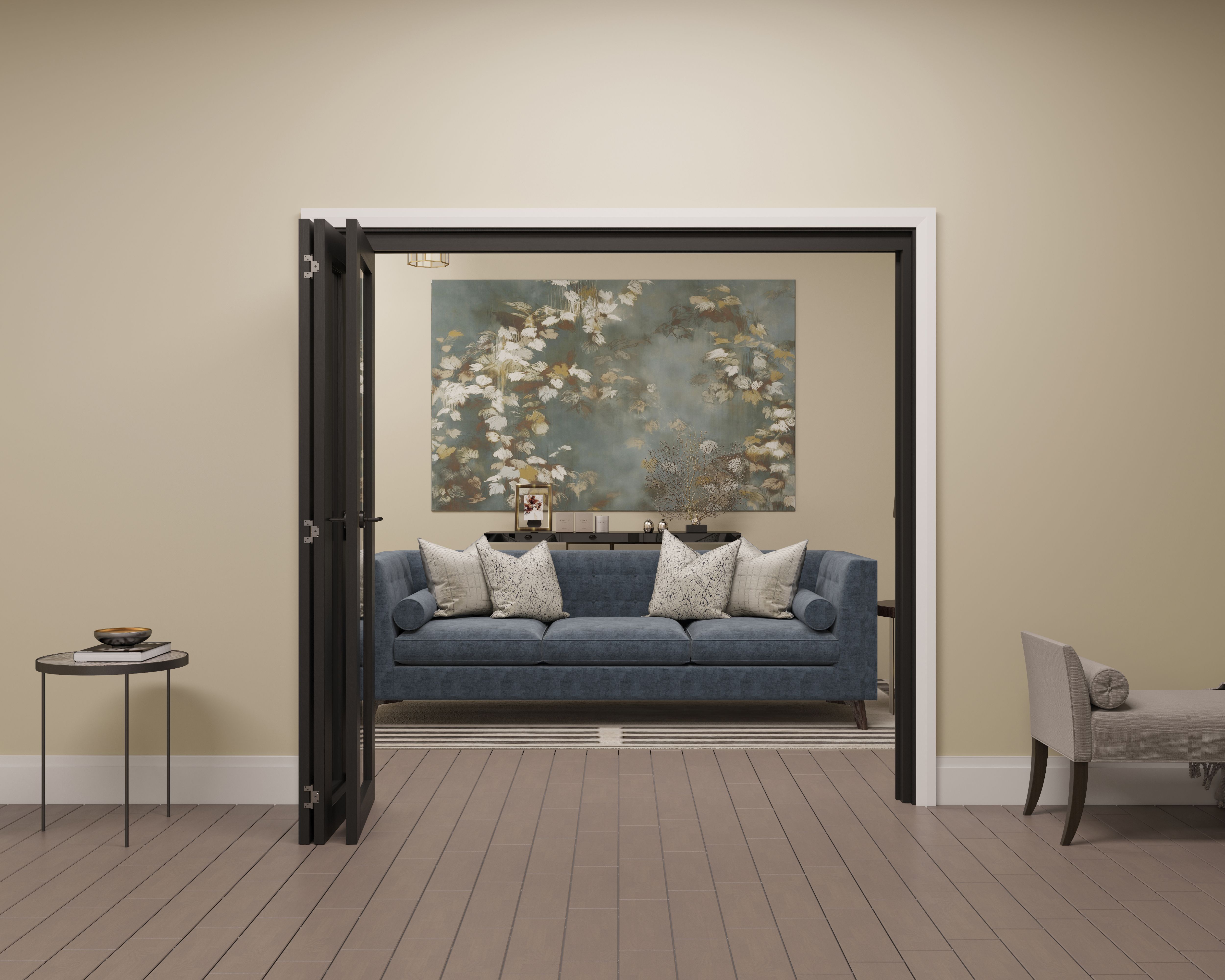 1 panel 1 Lite Clear Glazed Shaker Black Pine Internal Folding Door set, (H)2060mm (W)1914mm - Fully Finished