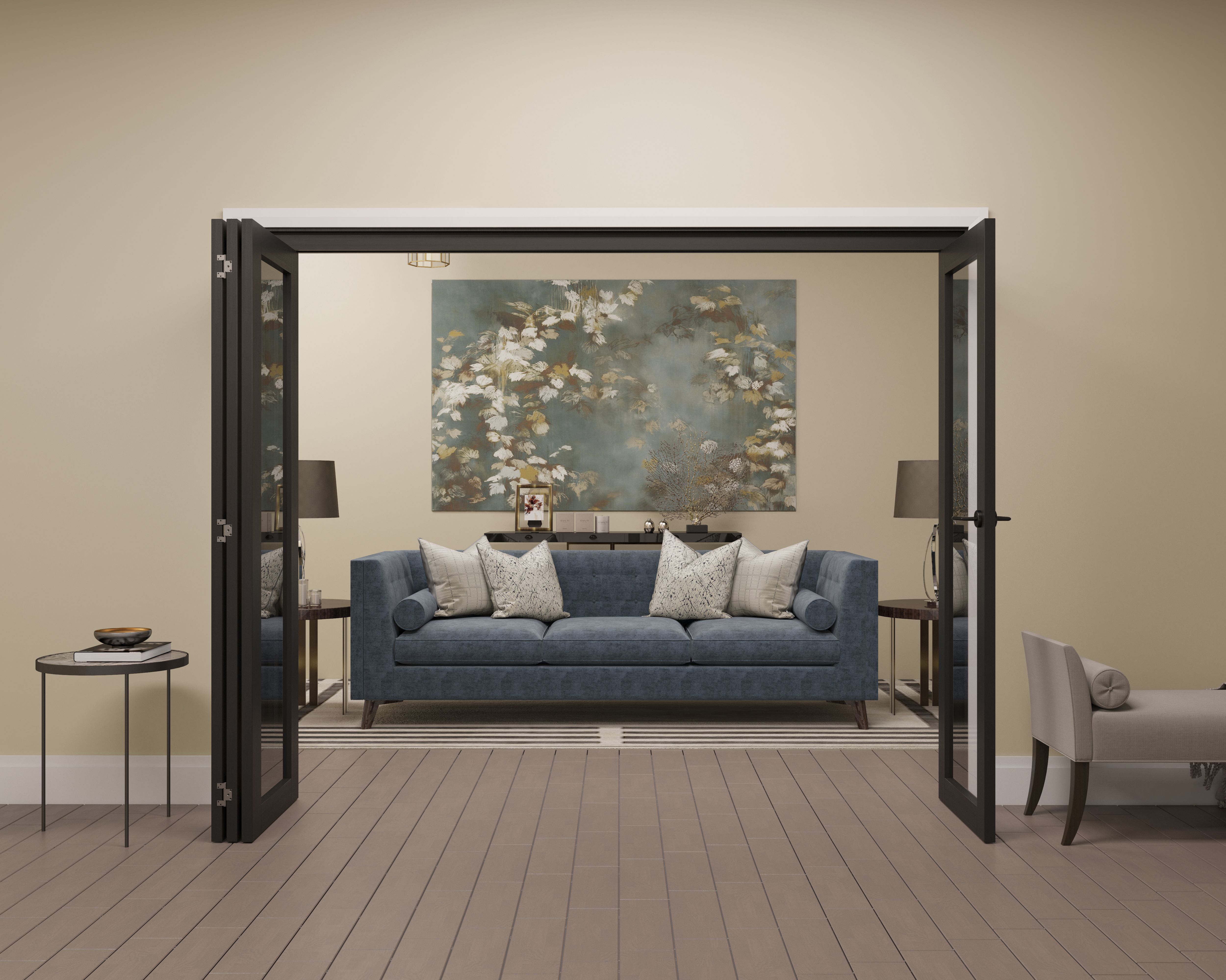 1 panel 1 Lite Clear Glazed Shaker Black Pine Internal Folding Door set, (H)2060mm (W)2527mm - Fully Finished