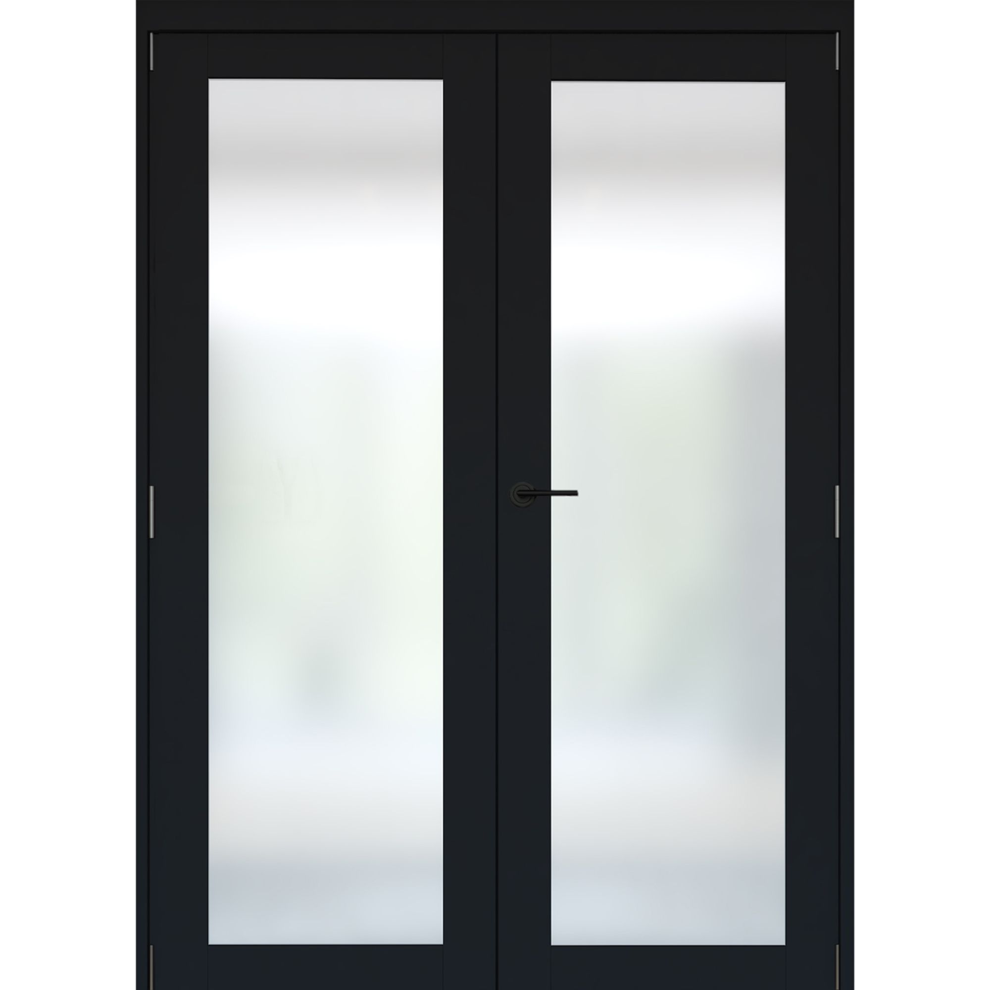 1 panel 1 Lite Frosted Fully glazed Timber Black Internal French door set 2017mm x 133mm x 1445mm - Fully Finished