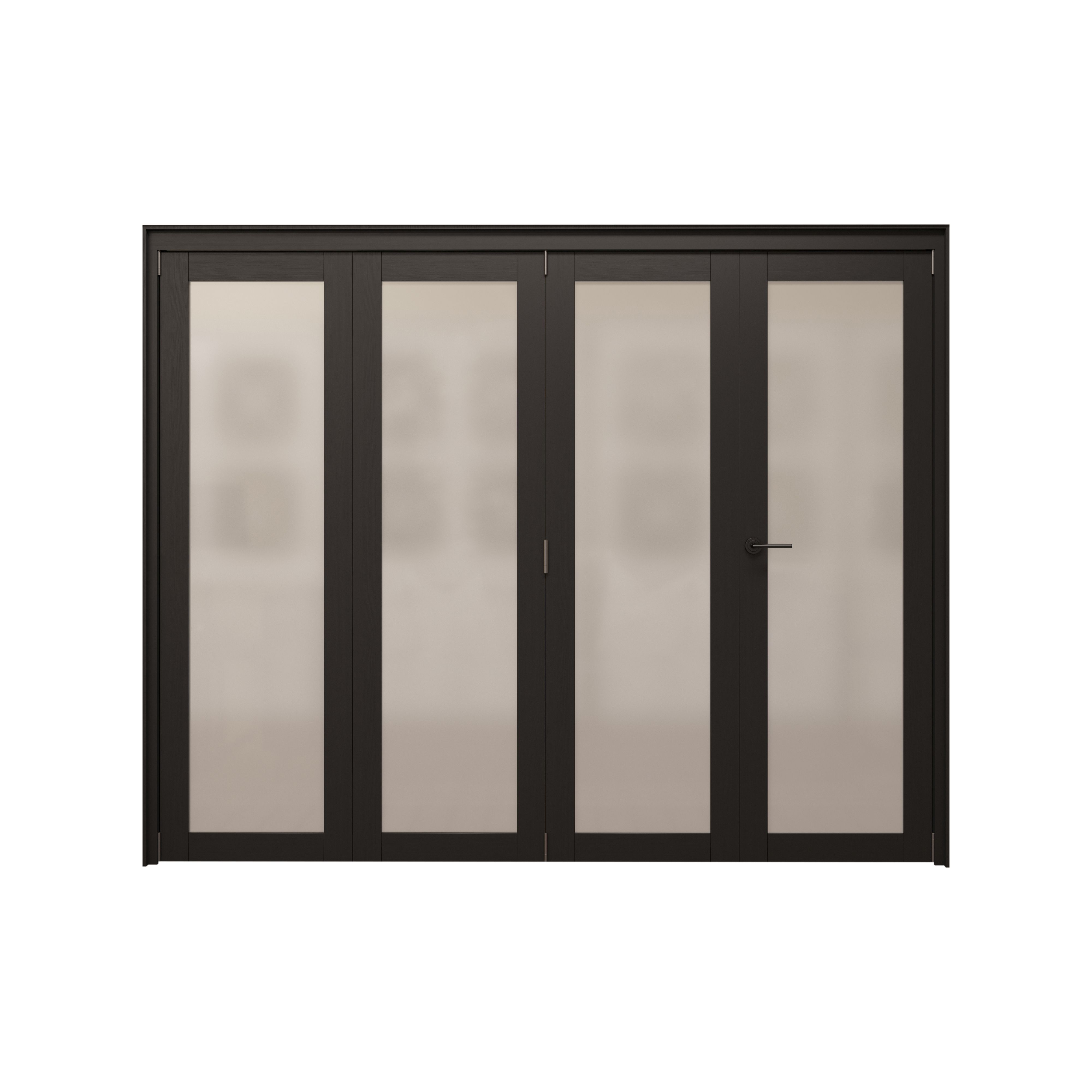 1 panel 1 Lite Frosted Glazed Shaker Black Pine Internal Folding Door set, (H)2060mm (W)2527mm - Fully Finished