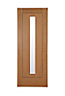 1 panel Patterned Glazed Flush Internal Door, (H)1981mm (W)762mm (T)35mm