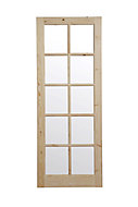 10 Lite Glazed Knotty pine Internal Door, (H)1981mm (W)686mm (T)35mm