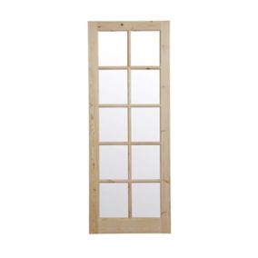 10 Lite Glazed Knotty pine Internal Door, (H)1981mm (W)762mm (T)35mm