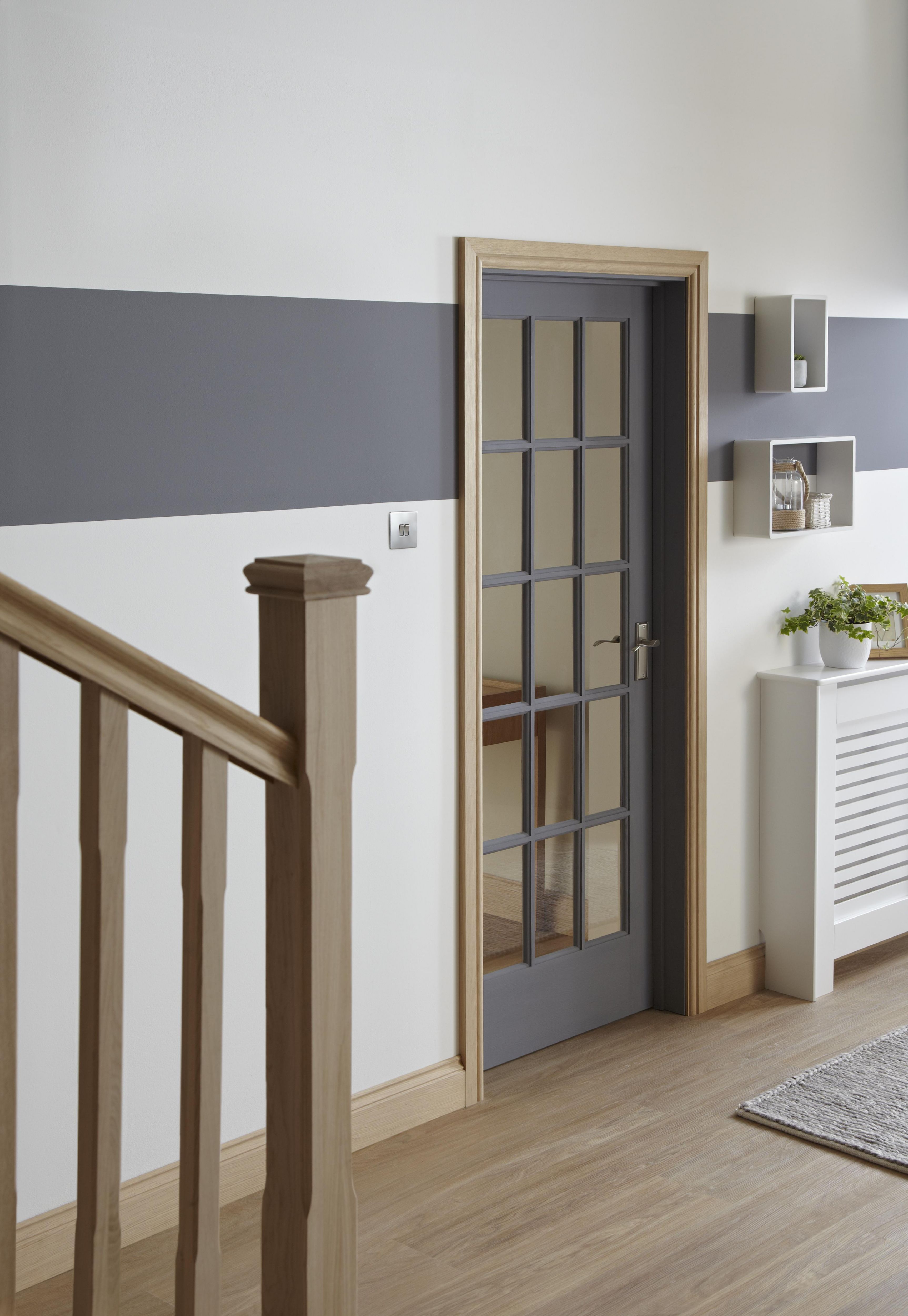 10 Lite Glazed Oak veneer Internal Door, (H)1981mm (W)762mm (T)35mm