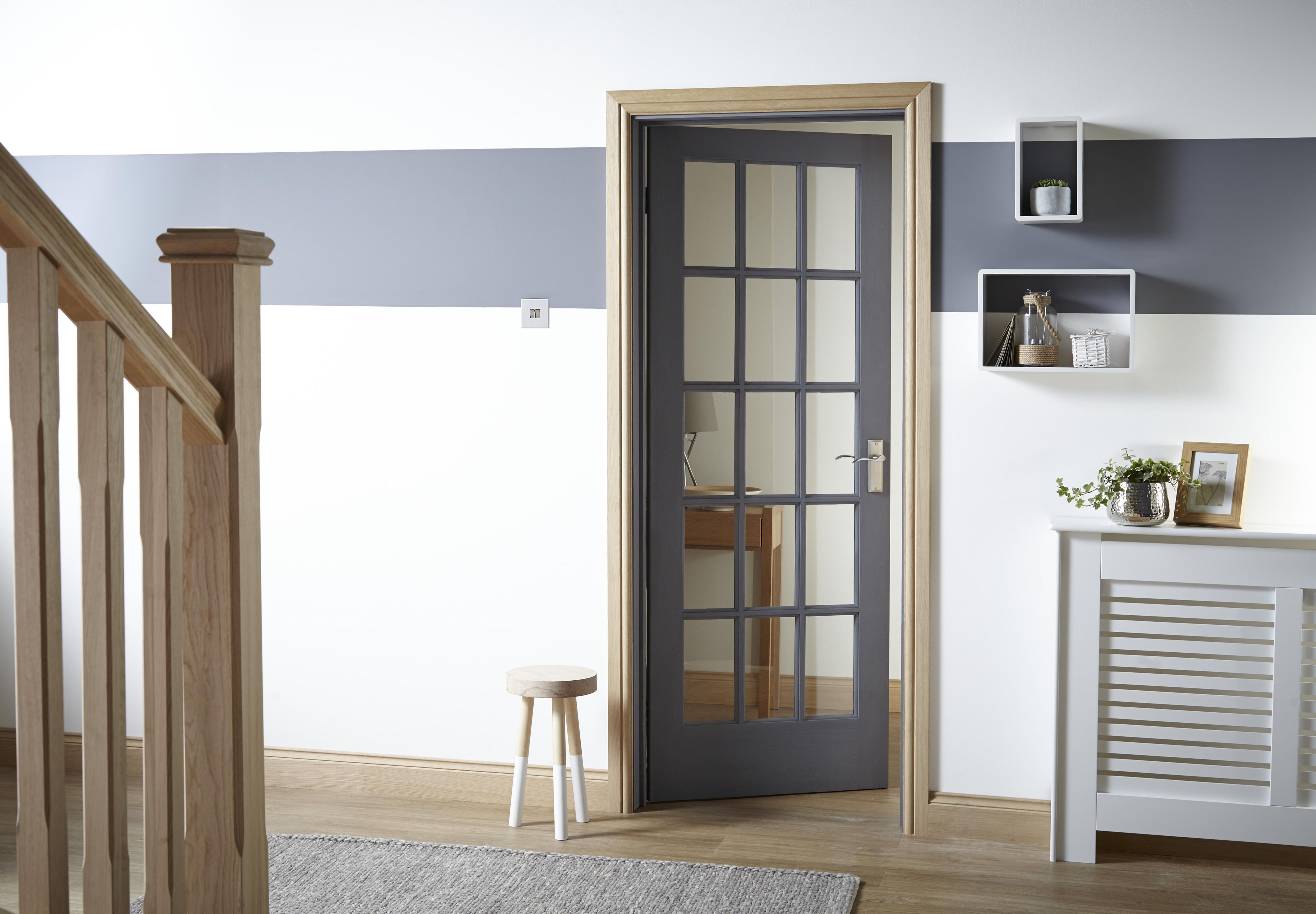 10 Lite Glazed Oak veneer Internal Door, (H)1981mm (W)762mm (T)35mm