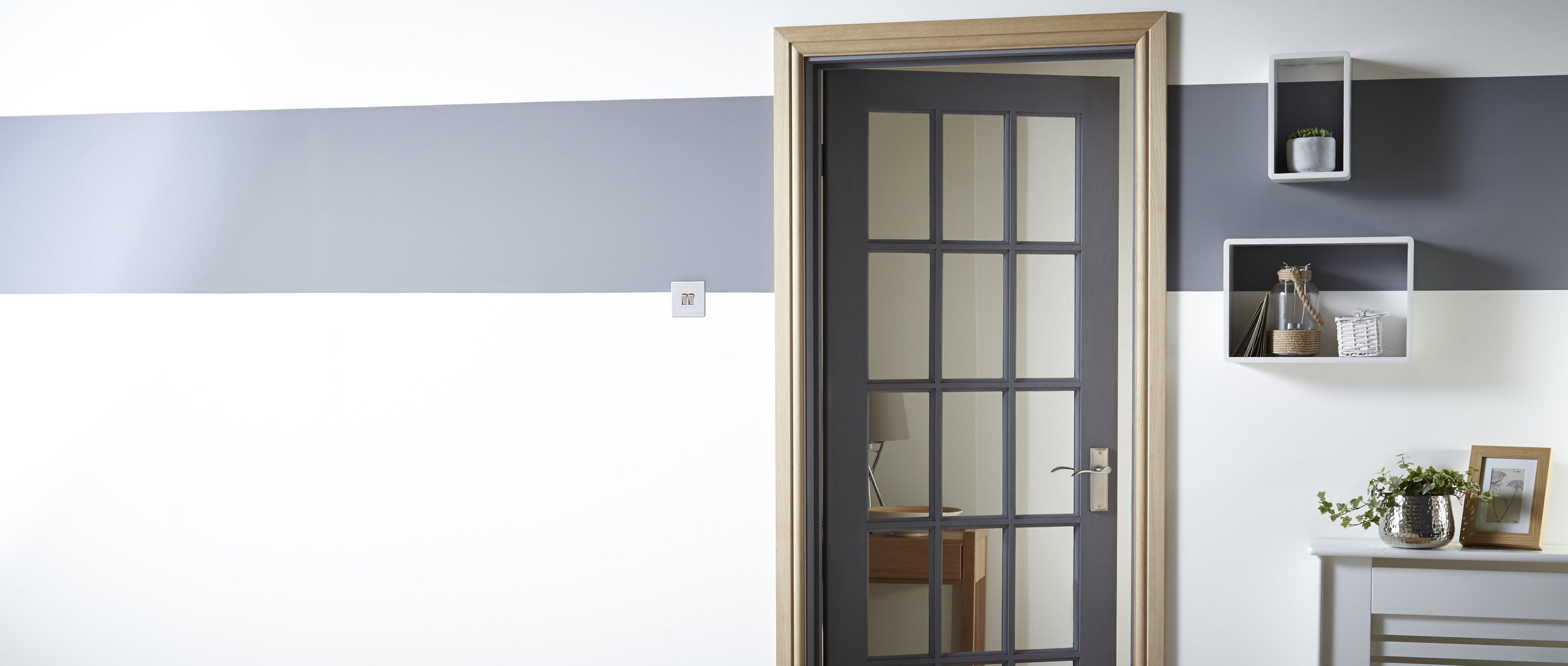 10 Lite Glazed Oak veneer Internal Door, (H)1981mm (W)762mm (T)35mm