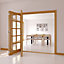 10 Lite Glazed Oak veneer Internal Tri-fold Door set, (H)2035mm (W)2146mm