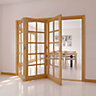 10 Lite Glazed Oak veneer Internal Tri-fold Door set, (H)2035mm (W)2146mm