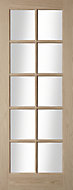 10 Lite Glazed Oak veneer LH & RH Internal Door, (H)1981mm (W)838mm