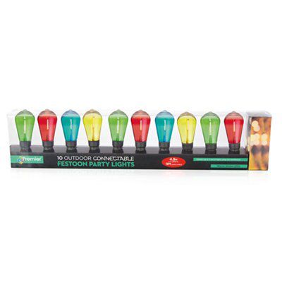 10 Multicolour Bulb connectable LED String lights with Black cable