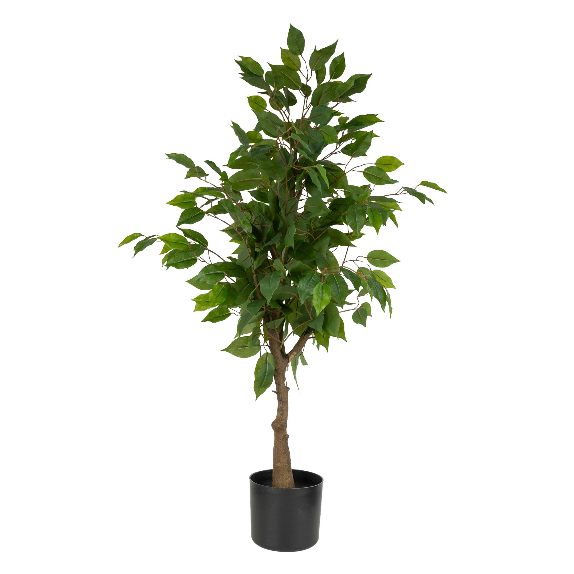 107cm Green & Black Ficus Tree Artificial plant in Black Pot