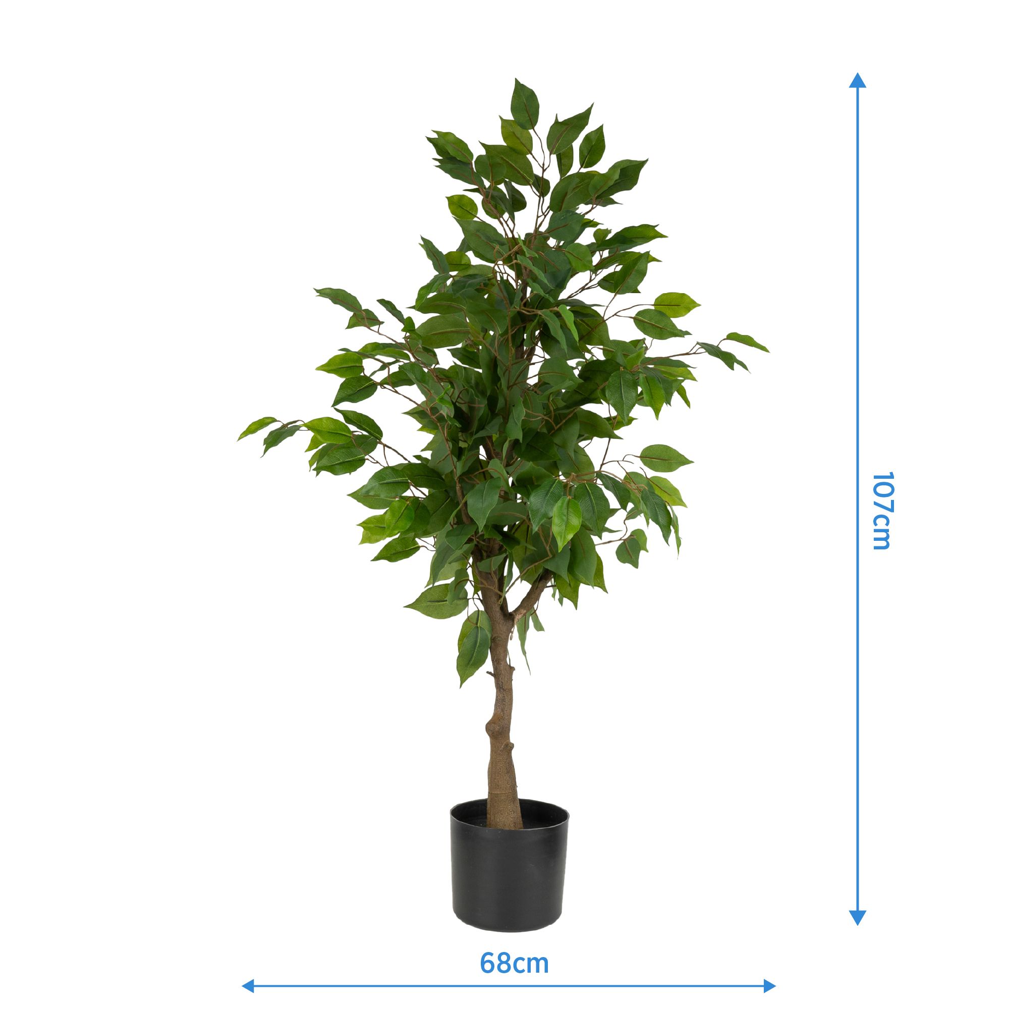 107cm Green & Black Ficus Tree Artificial plant in Black Pot