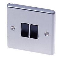 10A 2 way 2 gang Switch Stainless steel effect