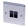 10A 2 way 2 gang Switch Stainless steel effect