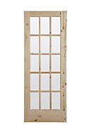 15 Lite Glazed Knotty pine Internal Door, (H)1981mm (W)762mm (T)35mm