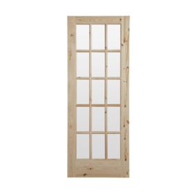 15 Lite Glazed Knotty pine Internal Door, (H)1981mm (W)762mm (T)35mm