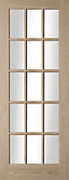 15 Lite Glazed Oak veneer Internal Door, (H)2040mm (W)826mm (T)35mm