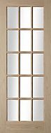 15 Lite Glazed Oak veneer LH & RH Internal Door, (H)1981mm (W)686mm