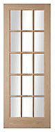 15 Lite Glazed Oak veneer LH & RH Internal Door, (H)1981mm (W)838mm