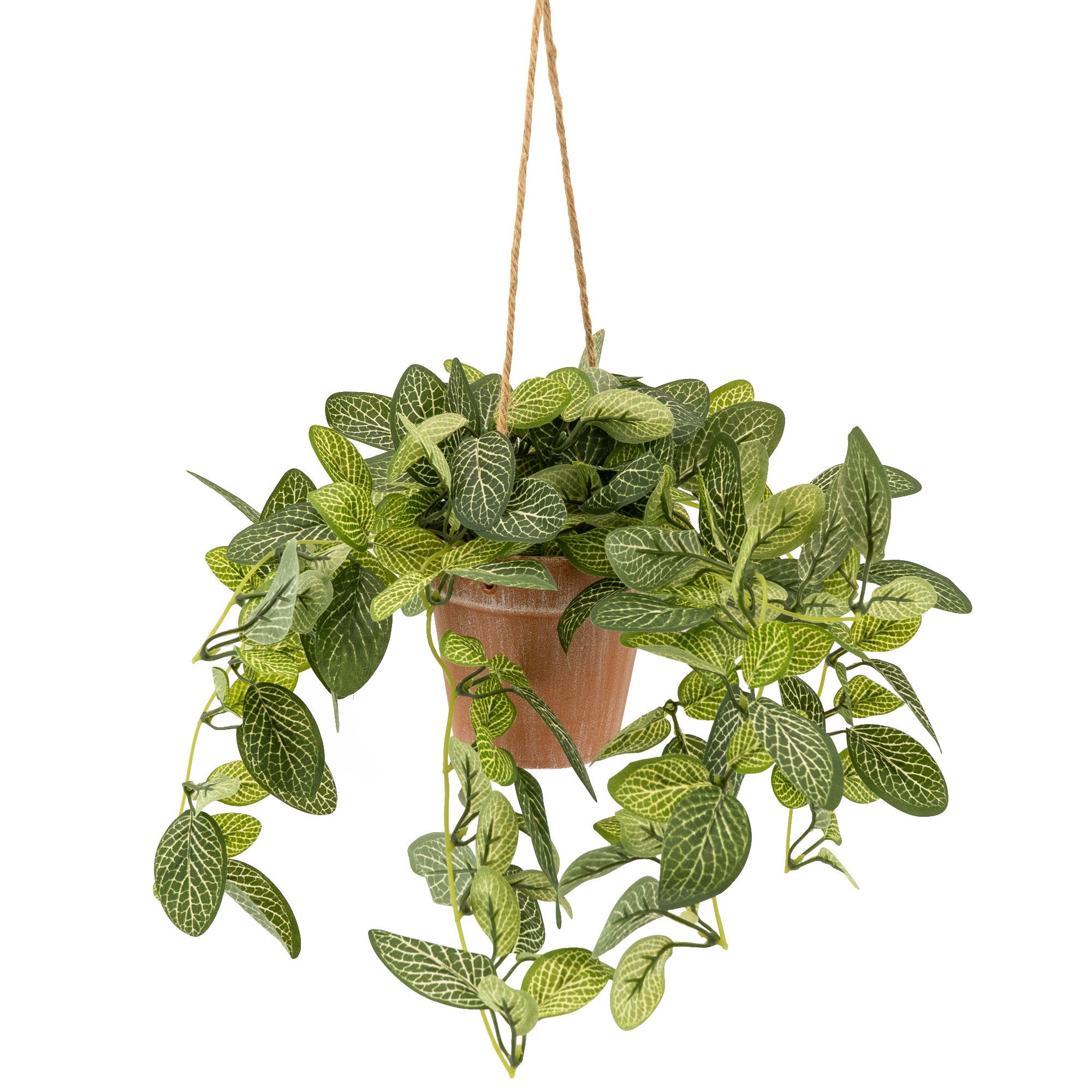 17cm Plant Pot with artificial plant in Terracotta Hanging trailing Melamine Pot