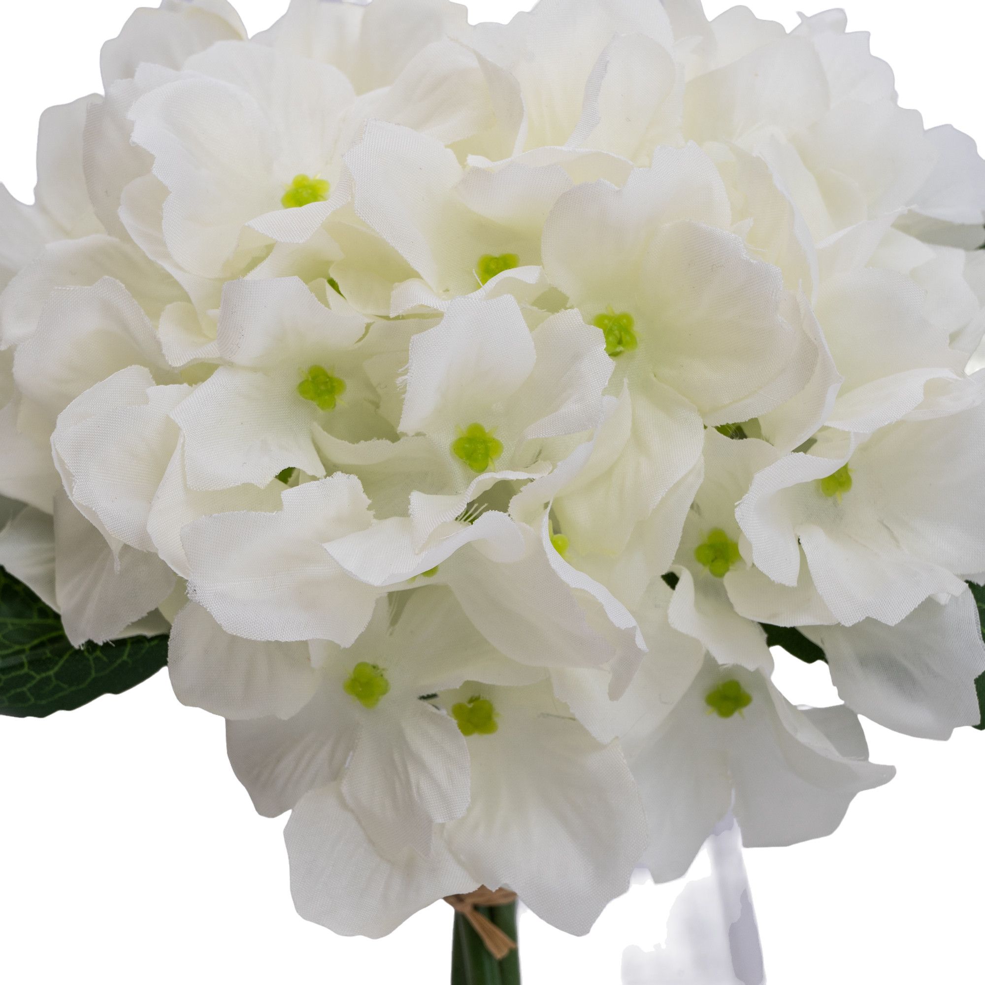 17cm White Hydrangeas Artificial plant in Clear Glass Vase