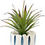 18cm Aloe succulent Artificial plant in Blue & white Ceramic Pot