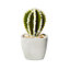 18cm Ball cactus Artificial plant in Grey Concrete Pot