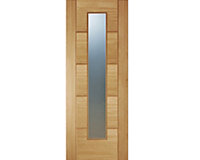 2 Lite Linear Clear Glazed Contemporary White oak veneer Internal Door, (H)1981mm (W)838mm (T)35mm