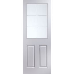 2 panel 6 Lite Etched Glazed White Internal Door, (H)1981mm (W)838mm (T)35mm