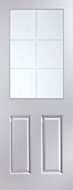 2 panel 6 Lite Etched Glazed White Internal Door, (H)2040mm (W)726mm (T)40mm