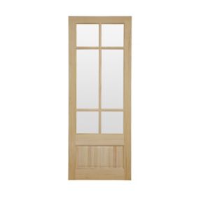 2 panel 6 Lite Glazed Clear pine Internal Door, (H)1981mm (W)762mm (T)35mm