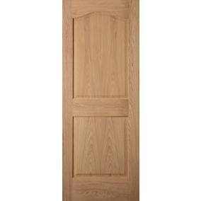 2 panel Arched Oak veneer Internal Door, (H)1981mm (W)762mm (T)35mm