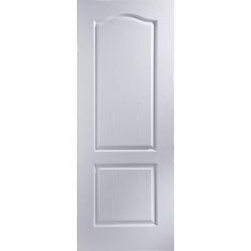 2 panel Arched Primed White Woodgrain effect LH & RH Internal Door, (H)2040mm (W)926mm