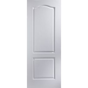 2 panel Arched White Woodgrain effect Internal Door, (H)1981mm (W)610mm (T)35mm