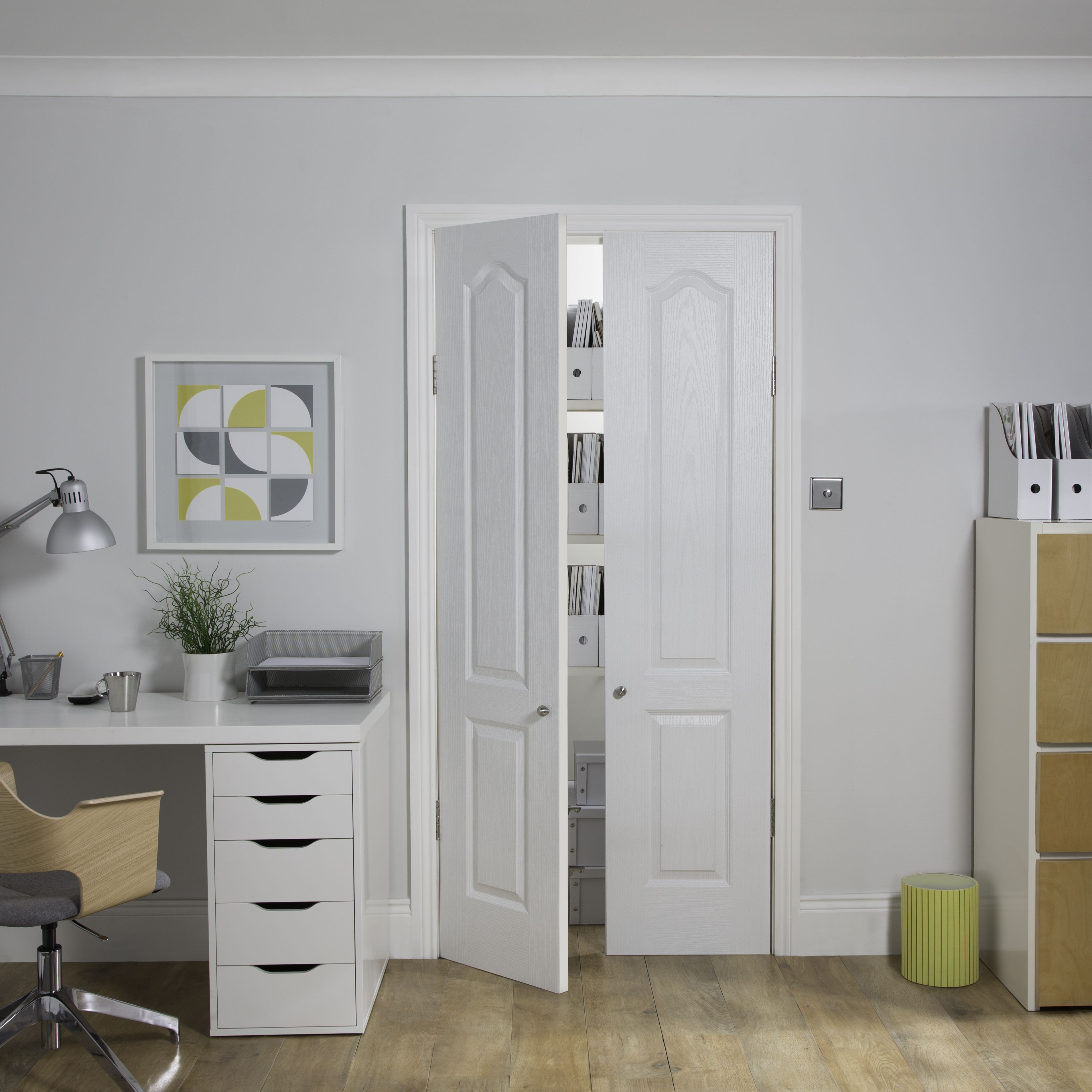 2 panel Archtop Unglazed Arched White Internal Door, (H)1981mm (W)457mm (T)35mm
