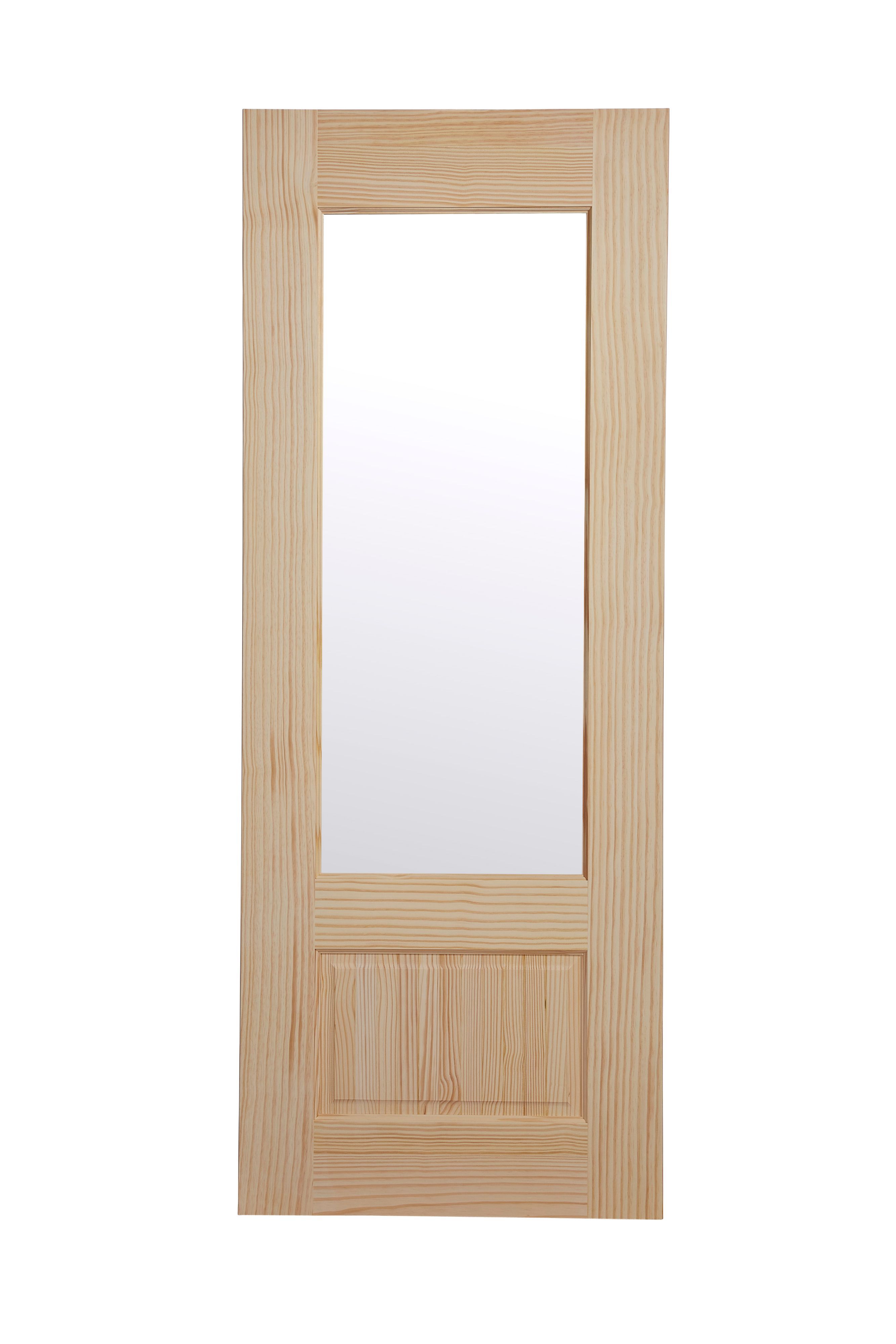 2 panel Clear Glazed Contemporary Pine veneer Internal Clear pine Door, (H)1981mm (W)762mm (T)35mm