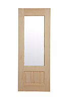 2 panel Clear Glazed Internal Clear pine Door, (H)1981mm (W)762mm (T)35mm