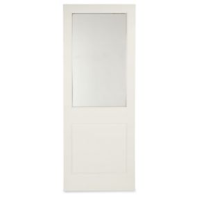 2 panel Clear Glazed White Wooden External Panel Back door, (H)1981mm (W)838mm