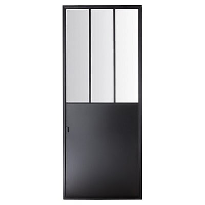 2 Panel Glazed Industrial Black Powder, Metal Sliding Doors Interior