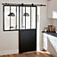 2 panel Glazed Industrial Black Powder-coated Steel Internal Sliding Door, (H)2040mm (W)830mm