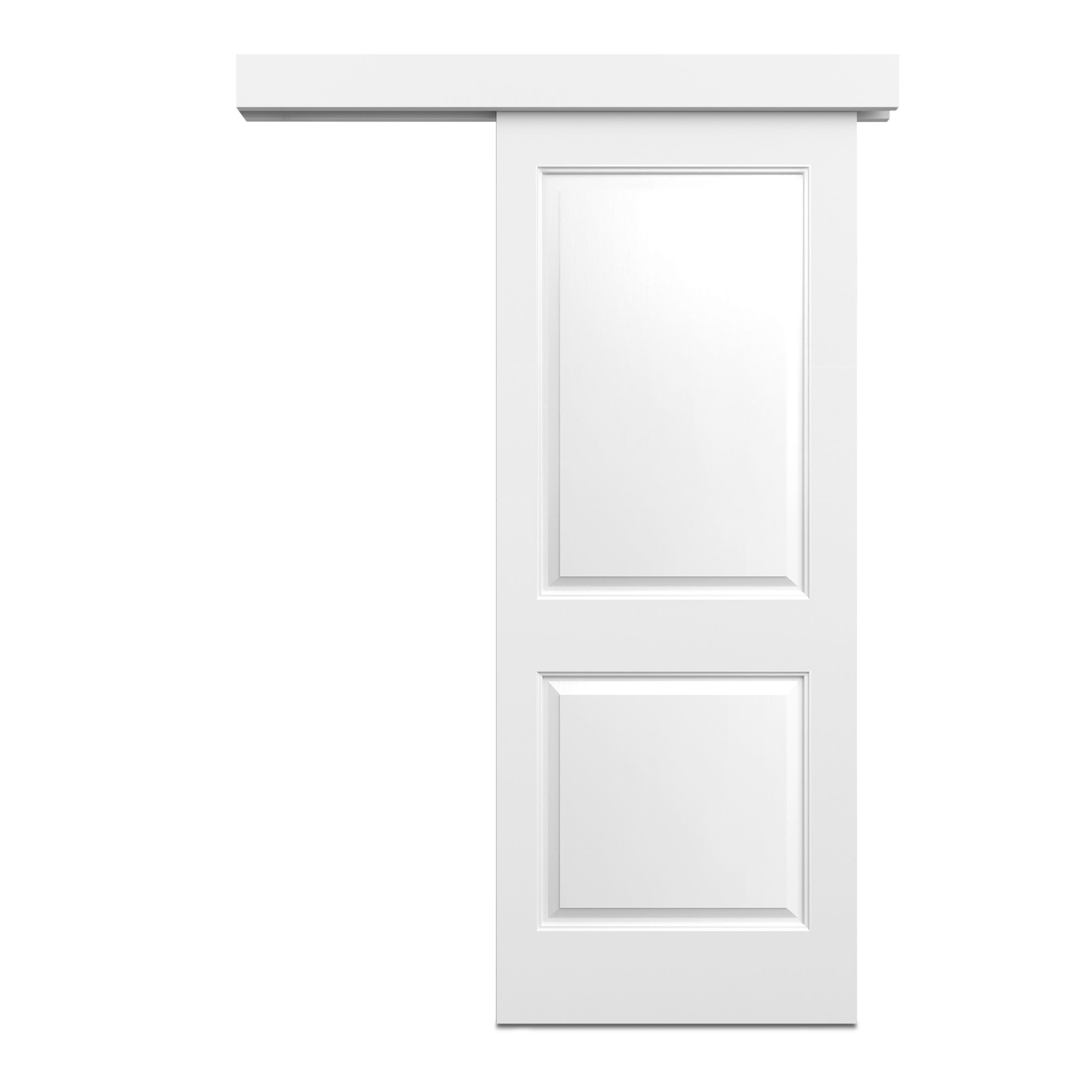 2 panel Unglazed Contemporary White Internal Sliding Door, (H)2040mm (W)826mm