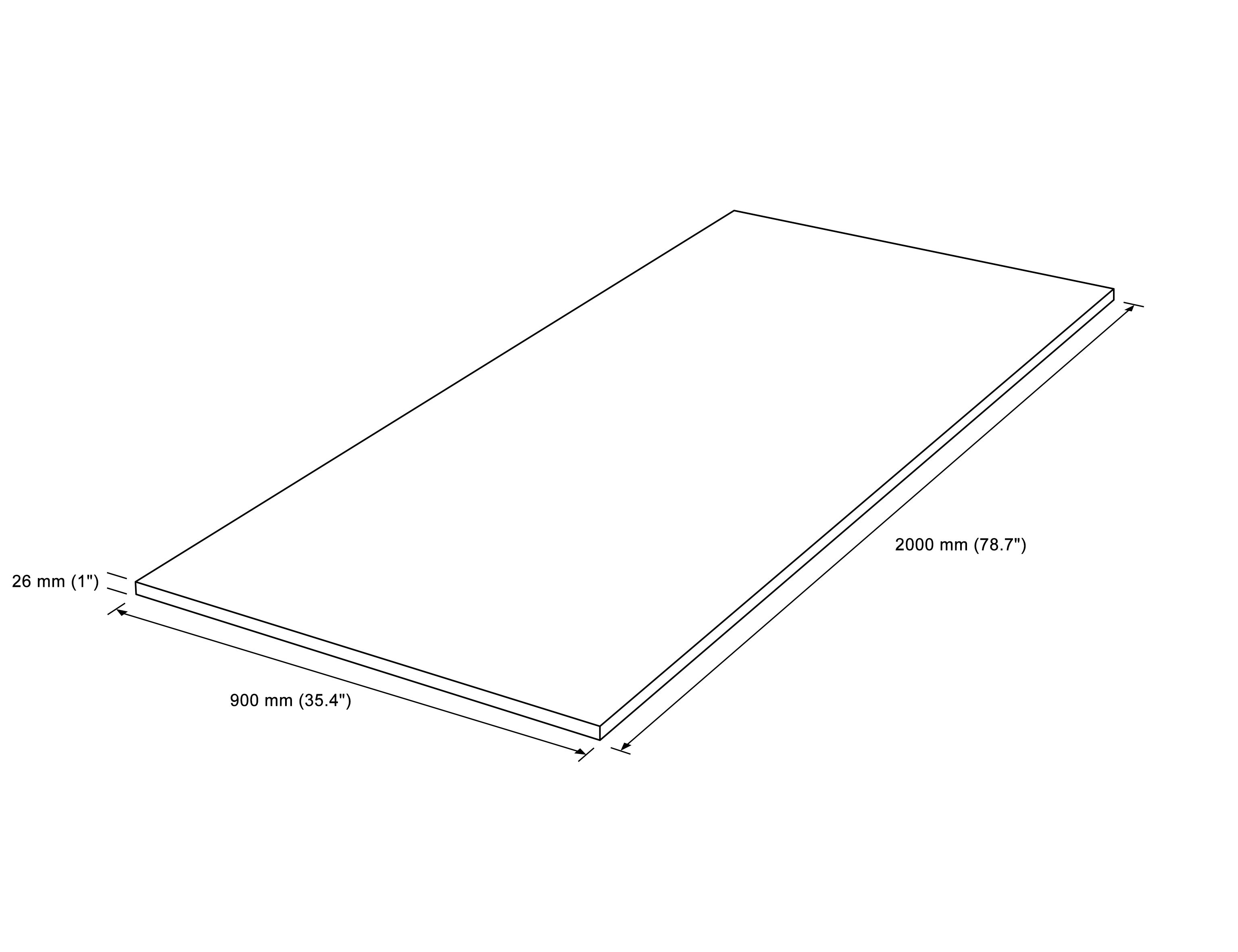 26mm Matt Wood Square edge Kitchen Island worktop, (L)2000mm