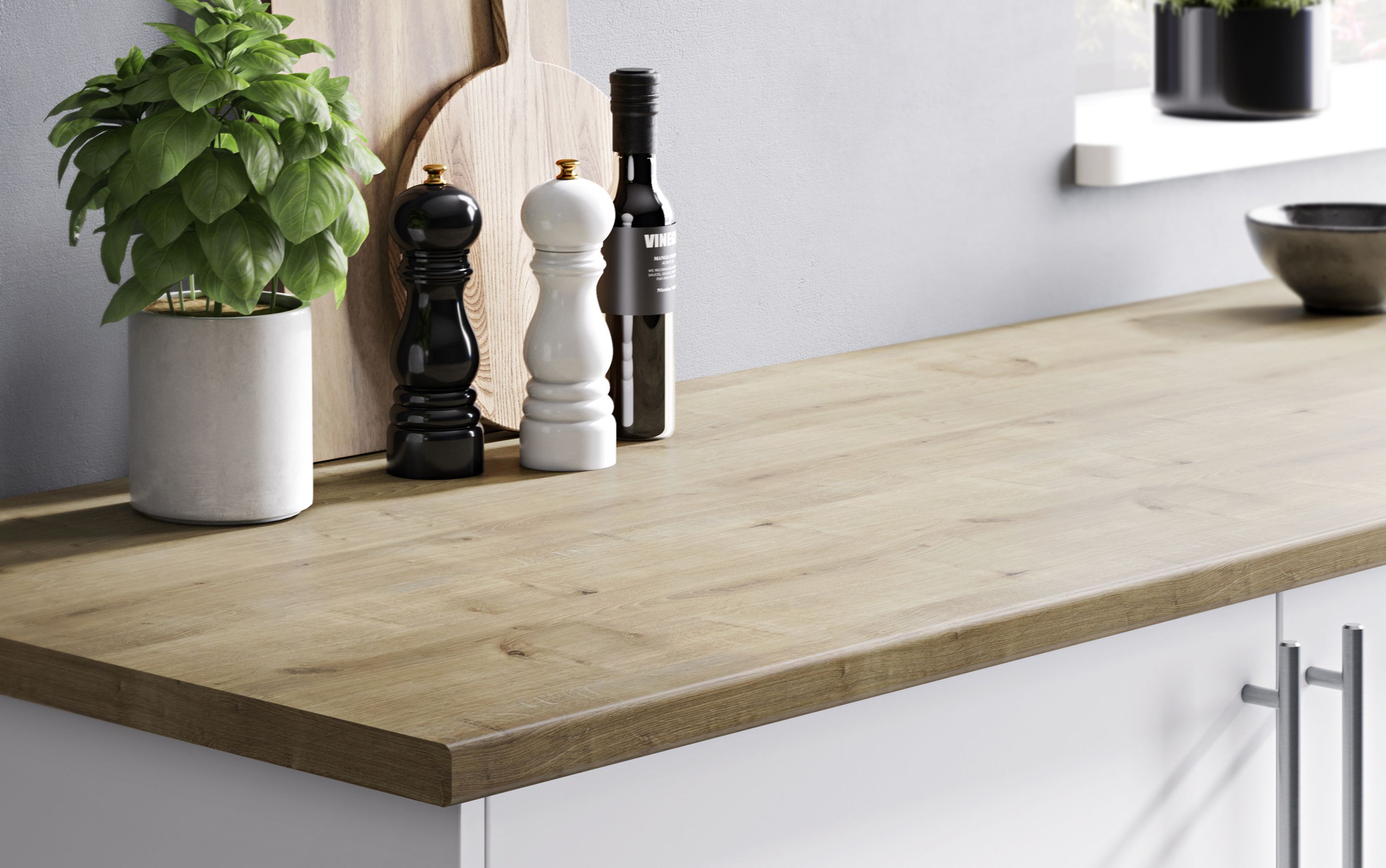 28mm Matt Brown Oak effect Laminate & particle board Post-formed Kitchen Worktop, (L)2400mm