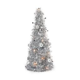 2ft Silver tinsel Table top tree