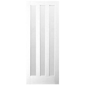 3 panel Glazed White Internal Door, (H)1981mm (W)686mm (T)35mm